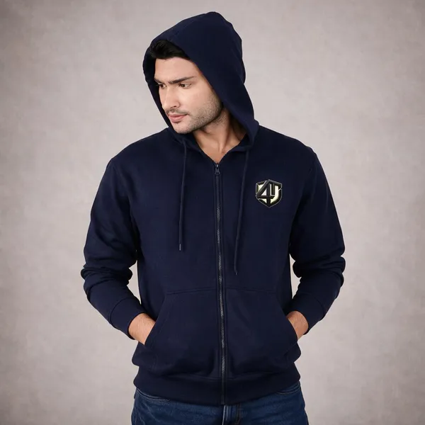 Navy_Blue_Polycotton_Regular_Fit_Zip_Hoodie_For_Men