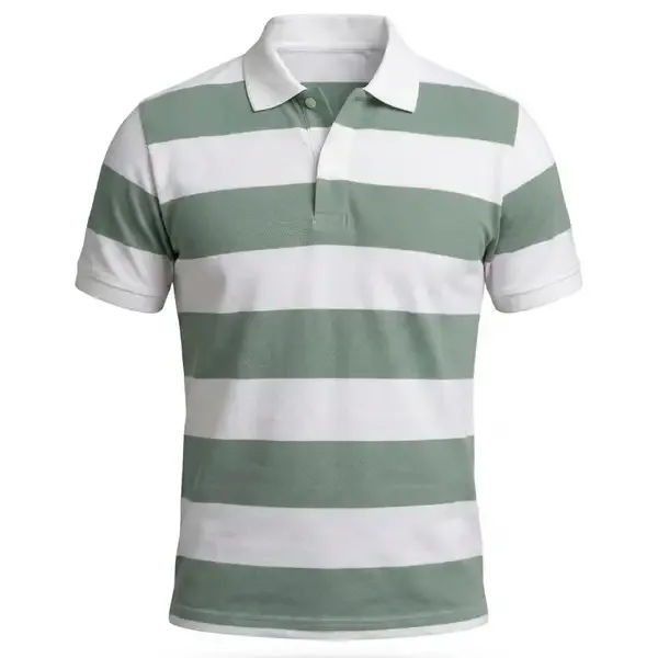Green_White_Cotton_Bold_Stripe_Polo_T-Shirt_For_Men