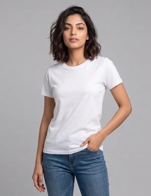 Black_Cotton_Half_Sleeve_Round_Neck_T-Shirt_For_Women
