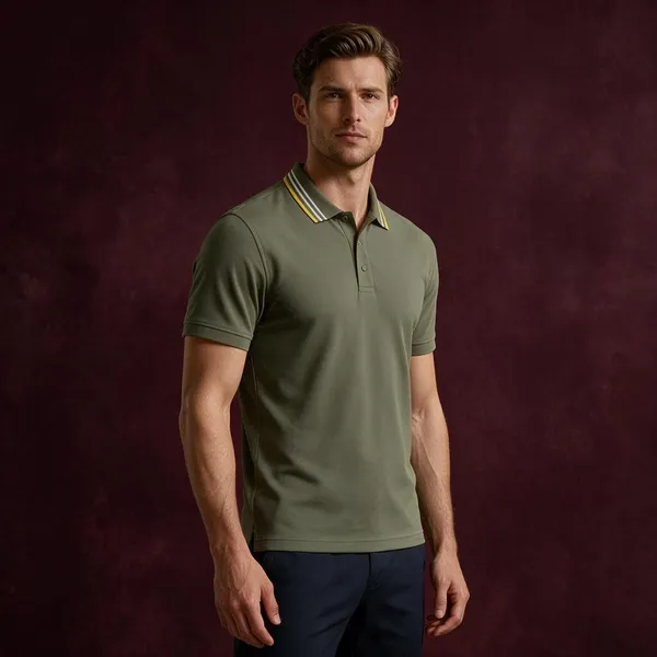 Olive_Green_Cotton_Striped_Tipped_Polo_T-Shirt_For_Men