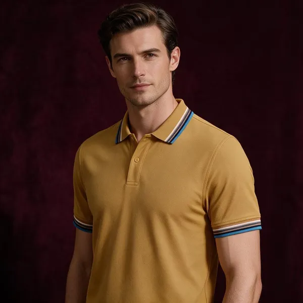 Mustard_Yellow_Cotton_Striped_Tipped_Polo_T-Shirt_For_Men