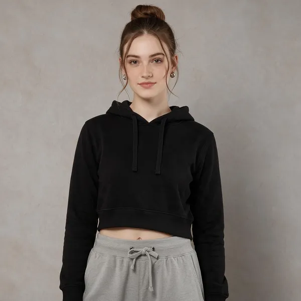 Black_Cotton_Fleece_Crop_Hoodie_For_Women