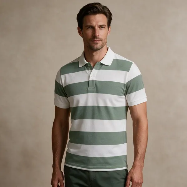 Green_White_Cotton_Bold_Stripe_Polo_T-Shirt_For_Men