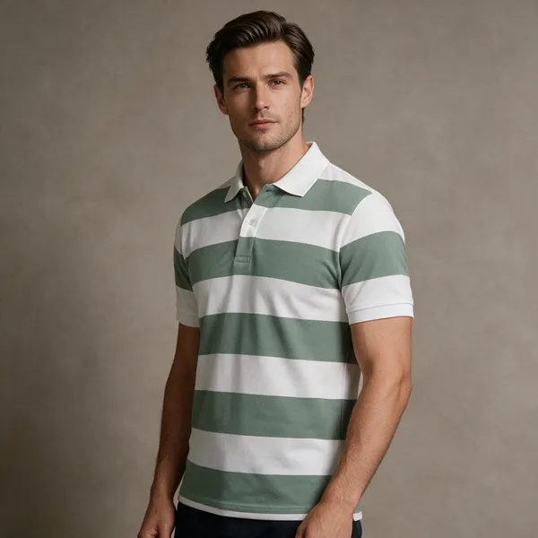 Green_White_Cotton_Bold_Stripe_Polo_T-Shirt_For_Men