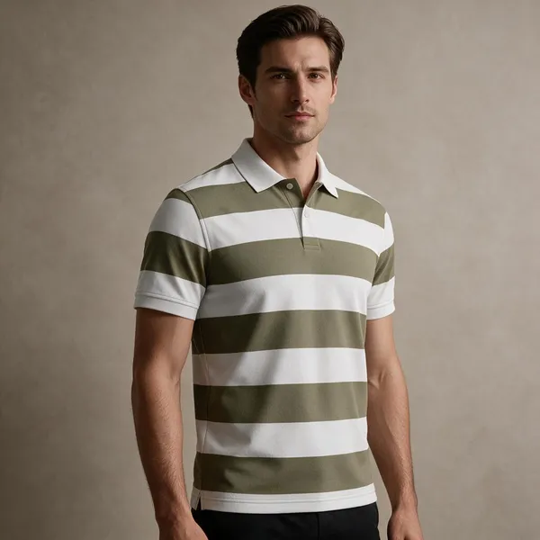 Olive_White_Cotton_Bold_Stripe_Polo_T-Shirt_For_Men