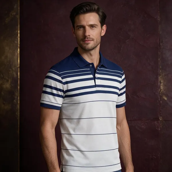Blue_White_Cotton_Graduated_Stripe_Polo_T-Shirt_For_Men