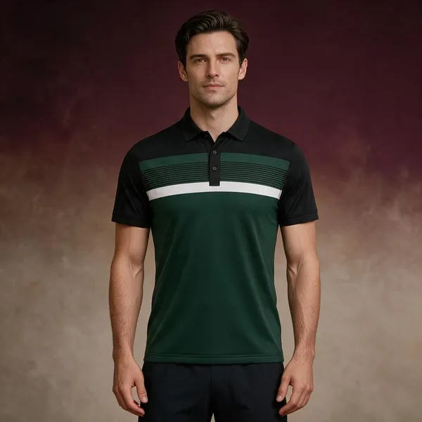 Green_Black_Cotton_Colour-Block_Striped_Polo_T-Shirt_For_Men