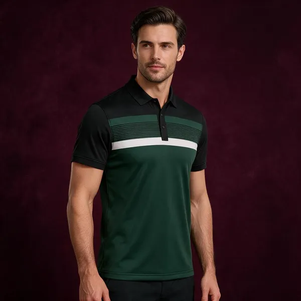 Green_Black_Cotton_Colour-Block_Striped_Polo_T-Shirt_For_Men