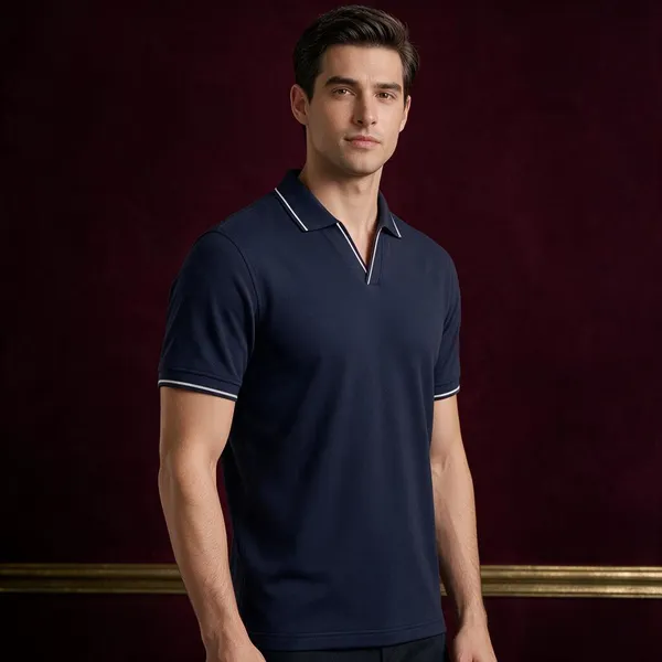 Navy_Blue_Cotton_Striped_Tipped_V-Neck_Polo_T-Shirt_For_Men