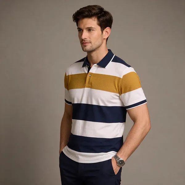 Navy_Blue_And_Mustard_Cotton_Striped_Polo_T-Shirt_For_Men