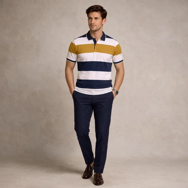 Navy_Blue_And_Mustard_Cotton_Striped_Polo_T-Shirt_For_Men