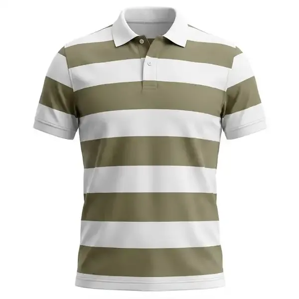 Olive_White_Cotton_Bold_Stripe_Polo_T-Shirt_For_Men