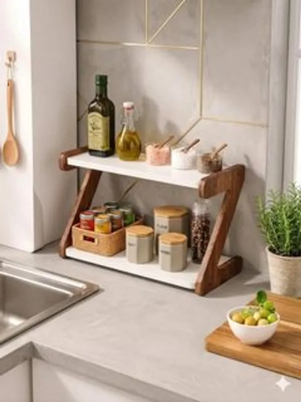 Utensil_Kitchen_Rack_2_Tier_Wooden_Countertop_Spice_Rack_Wood