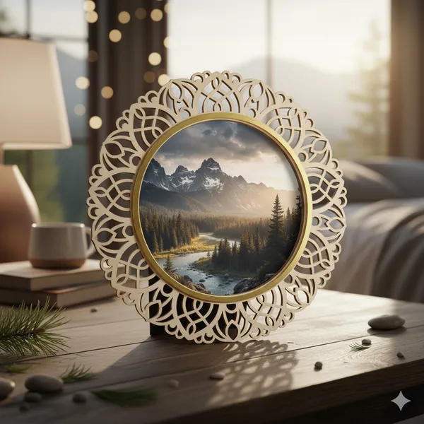 Izels_Round_Lace_Border_Photo_Frame_Wooden_Default_Title
