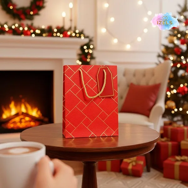 Izels_Premium_Luxury_Paper_Gift_Bags_Red_Red_Pack_Of_10