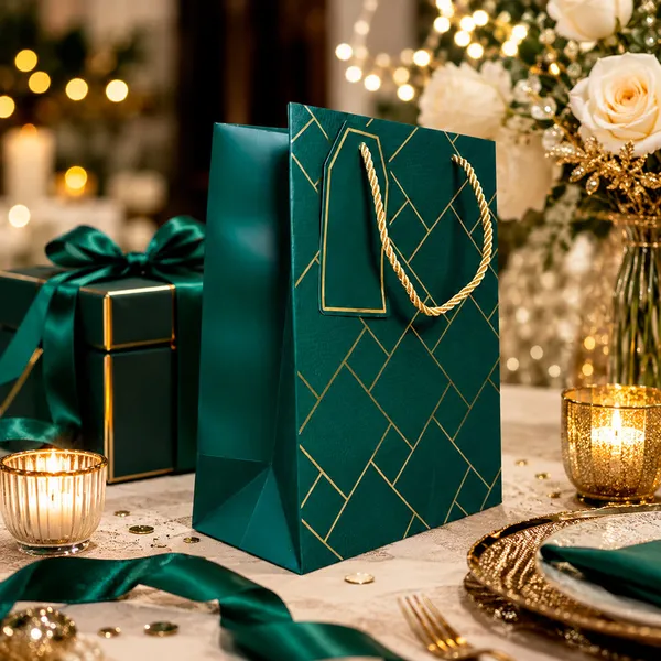 Izels_Premium_Luxury_Paper_Gift_Bags_Dark_Green_Green_Pack_Of_5