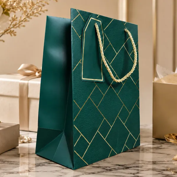 Izels_Premium_Luxury_Paper_Gift_Bags_Dark_Green_Green_Pack_Of_5