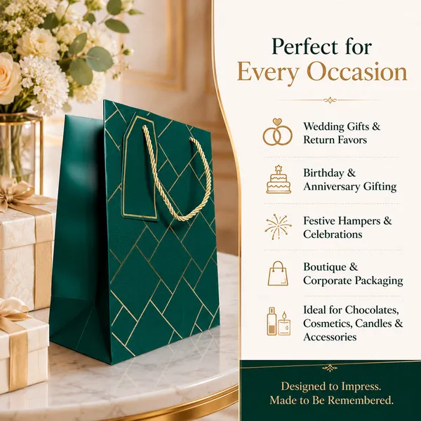 Izels_Premium_Luxury_Paper_Gift_Bags_Dark_Green_Green_Pack_Of_10