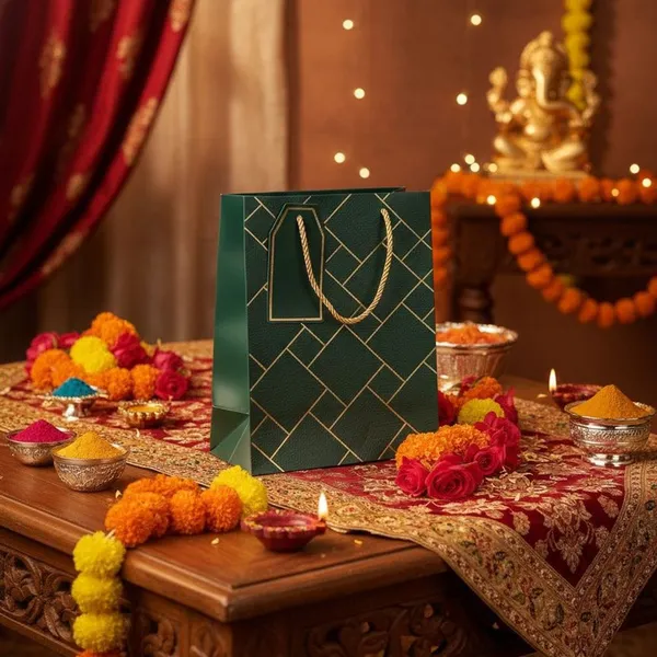 Izels_Premium_Luxury_Paper_Gift_Bags_Dark_Green_Green_Pack_Of_10