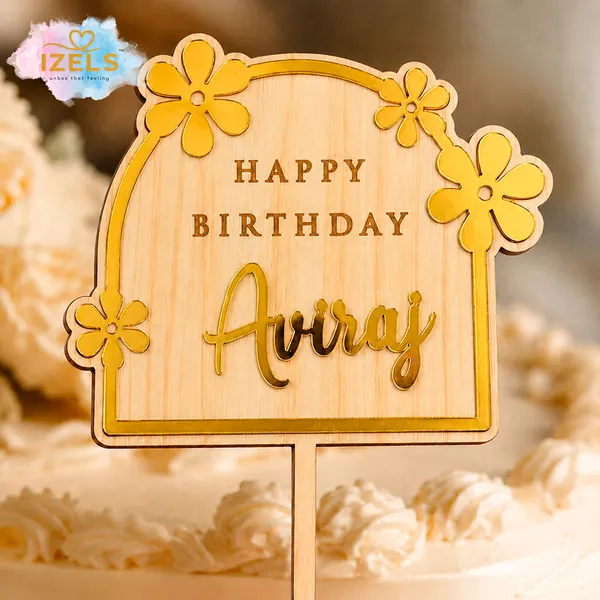 Personalised_Name_Birthday_Cake_Topper_Custom_Name_Cake_Topper_Premium_Laminated_Mdf_Golden_Acrylic_Floral_Cake_Decoration_Laser_Cut_Birthday_Topper_6_X_4_Inch_Default_Title