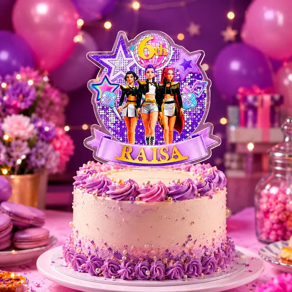 Personalised_K_Pop_Demon_Hunter_Cake_Topper_Custom_Name_Age_3mm_Thick_Acrylic_Golden_Mirror_Acrylic_6_X_4_Inches_Default_Title