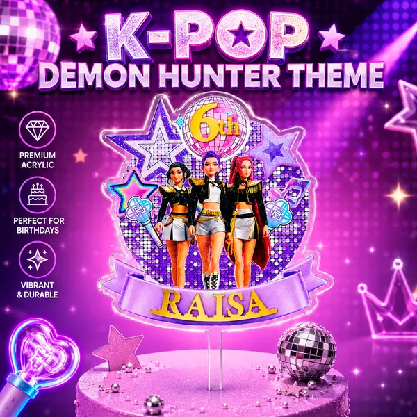 Personalised_K_Pop_Demon_Hunter_Cake_Topper_Custom_Name_Age_3mm_Thick_Acrylic_Golden_Mirror_Acrylic_6_X_4_Inches_Default_Title