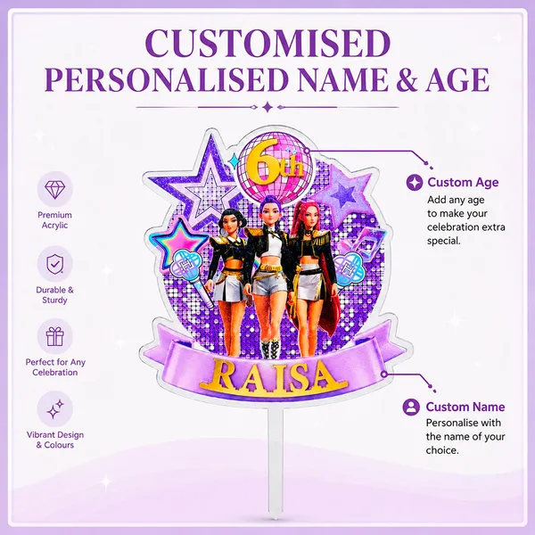 Personalised_K_Pop_Demon_Hunter_Cake_Topper_Custom_Name_Age_3mm_Thick_Acrylic_Golden_Mirror_Acrylic_6_X_4_Inches_Default_Title