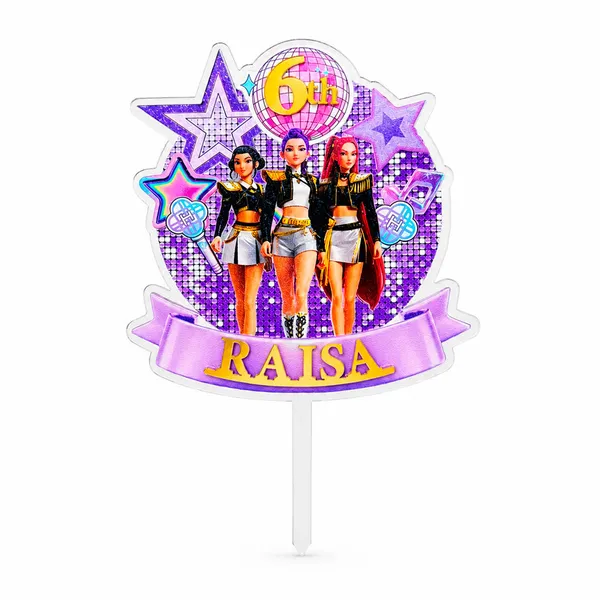 Personalised_K_Pop_Demon_Hunter_Cake_Topper_Custom_Name_Age_3mm_Thick_Acrylic_Golden_Mirror_Acrylic_6_X_4_Inches_Default_Title