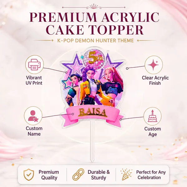 Personalised_K_Pop_Demon_Hunter_Cake_Topper_Custom_Name_Age_3mm_Thick_Acrylic_Golden_Mirror_Acrylic_6_X_4_Inches_Default_Title