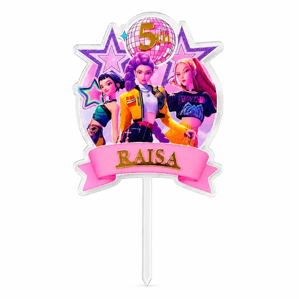 Personalised_K_Pop_Demon_Hunter_Cake_Topper_Custom_Name_Age_3mm_Thick_Acrylic_Golden_Mirror_Acrylic_6_X_4_Inches_Default_Title