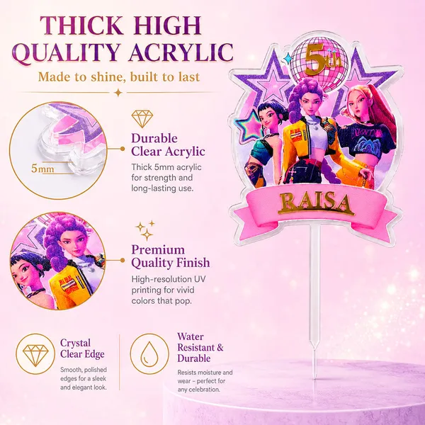 Personalised_K_Pop_Demon_Hunter_Cake_Topper_Custom_Name_Age_3mm_Thick_Acrylic_Golden_Mirror_Acrylic_6_X_4_Inches_Default_Title