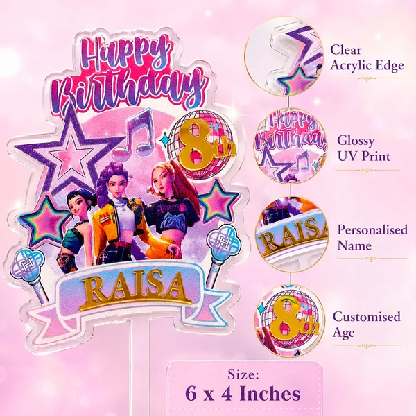 Personalised_K_Pop_Demon_Hunter_Cake_Topper_Custom_Name_Age_3mm_Thick_Acrylic_Golden_Mirror_Acrylic_6_X_4_Inches_Default_Title
