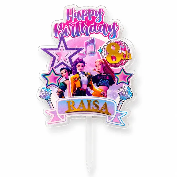 Personalised_K_Pop_Demon_Hunter_Cake_Topper_Custom_Name_Age_3mm_Thick_Acrylic_Golden_Mirror_Acrylic_6_X_4_Inches_Default_Title