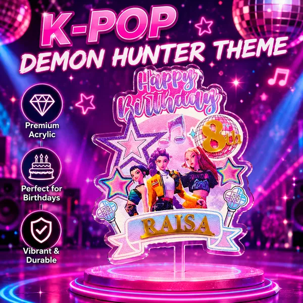 Personalised_K_Pop_Demon_Hunter_Cake_Topper_Custom_Name_Age_3mm_Thick_Acrylic_Golden_Mirror_Acrylic_6_X_4_Inches_Default_Title