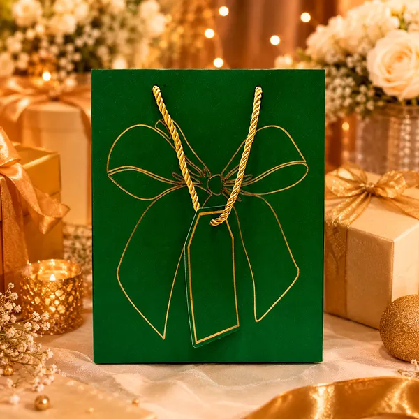 Izels_Premium_Glitter_Paper_Gift_Bag_23x18x10_Cm_For_Festive_Gifting_Return_Gifts_Luxury_Packaging_Green_Pack_Of_5