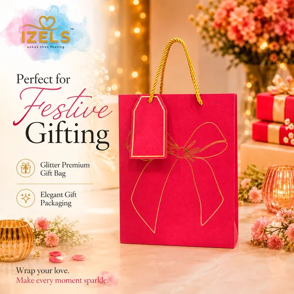 Izels_Premium_Glitter_Paper_Gift_Bag_23x18x10_Cm_For_Festive_Gifting_Return_Gifts_Luxury_Packaging_Pink_Pack_Of_5