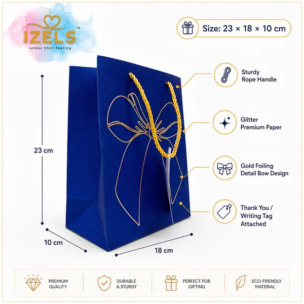 Izels_Premium_Glitter_Paper_Gift_Bag_23x18x10_Cm_For_Festive_Gifting_Return_Gifts_Luxury_Packaging_Blue_Pack_Of_10