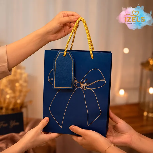 Premium_Blue_Metallic_Gift_Bag_23_18_10_Cm_With_Gold_Foiling_Bow_Design_Rope_Handle_Gift_Tag_Luxury_Paper_Gift_Bag_For_Birthday_Wedding_Anniversary_Festive_Corporate_Gifting_Pack_Of_5