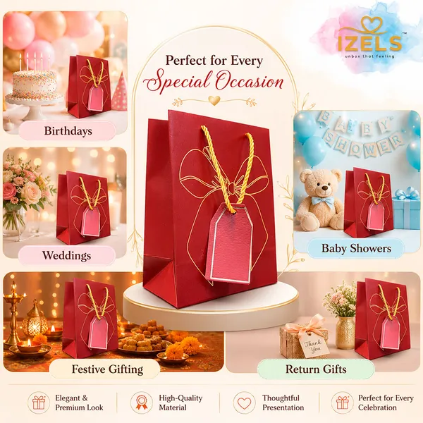 Premium_Red_Metallic_Gift_Bag_23_18_10_Cm_With_Gold_Foiling_Bow_Design_Rope_Handle_Gift_Tag_Luxury_Paper_Gift_Bag_For_Birthday_Wedding_Anniversary_Festive_Corporate_Gifting_Pack_Of_10