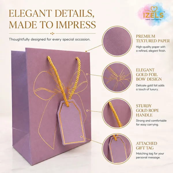 Premium_Lavender_Metallic_Gift_Bag_23_18_10_Cm_With_Gold_Foiling_Bow_Design_Rope_Handle_Gift_Tag_Luxury_Paper_Gift_Bag_For_Birthday_Wedding_Anniversary_Festive_Corporate_Gifting_Pack_Of_10