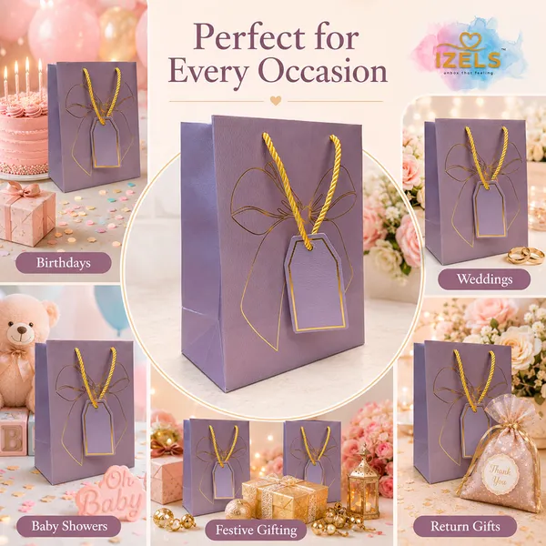 Premium_Lavender_Metallic_Gift_Bag_23_18_10_Cm_With_Gold_Foiling_Bow_Design_Rope_Handle_Gift_Tag_Luxury_Paper_Gift_Bag_For_Birthday_Wedding_Anniversary_Festive_Corporate_Gifting_Pack_Of_10