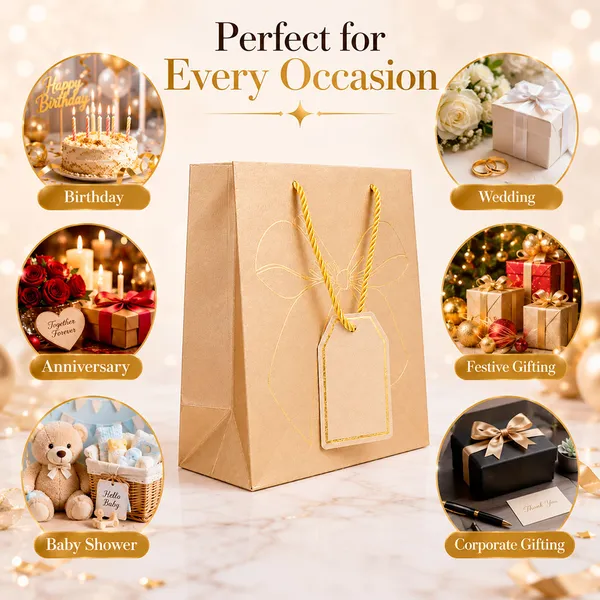 Premium_Off_White_Metallic_Gift_Bag_23_18_10_Cm_With_Gold_Foiling_Bow_Design_Rope_Handle_Gift_Tag_Luxury_Paper_Gift_Bag_For_Birthday_Wedding_Anniversary_Festive_Corporate_Gifting_Pack_Of_5