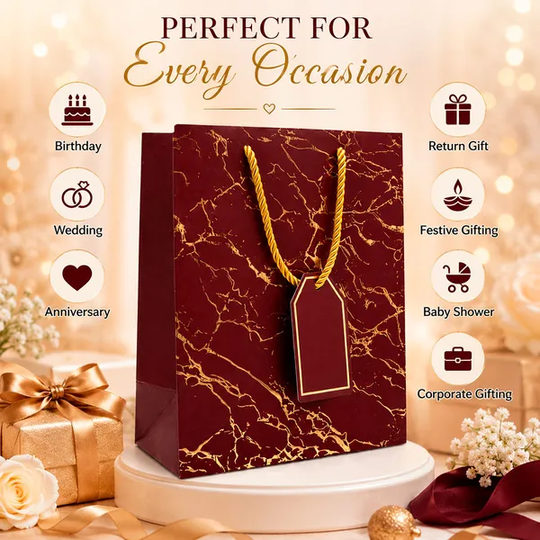 Premium_Maroon_Metallic_Gift_Bag_23_18_10_Cm_Luxury_Paper_Gift_Bag_With_Gold_Foiling_Marble_Design_Rope_Handle_Gift_Tag_Reusable_Gift_Packaging_For_Birthday_Wedding_Anniversary_Return_Gift_Baby_Shower_Corporate_Festive_Gifting_Pack_Of_5