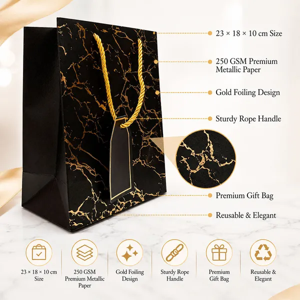 Premium_Black_Metallic_Gift_Bag_23_18_10_Cm_Luxury_Paper_Gift_Bag_With_Gold_Foiling_Marble_Design_Rope_Handle_Gift_Tag_Reusable_Gift_Packaging_For_Birthday_Wedding_Anniversary_Return_Gift_Baby_Shower_Corporate_Festive_Gifting_Pack_Of_10