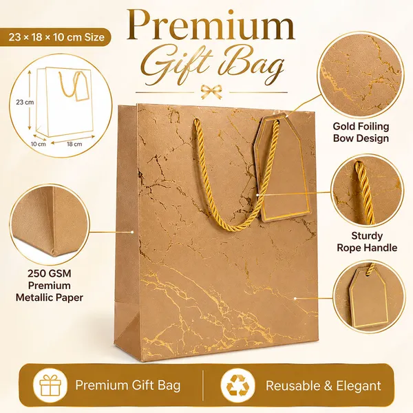 Premium_Peach_Metallic_Gift_Bag_23_18_10_Cm_Luxury_Paper_Gift_Bag_With_Gold_Foiling_Marble_Design_Rope_Handle_Gift_Tag_Reusable_Gift_Packaging_For_Birthday_Wedding_Anniversary_Return_Gift_Baby_Shower_Corporate_Festive_Gifting_Pack_Of_10