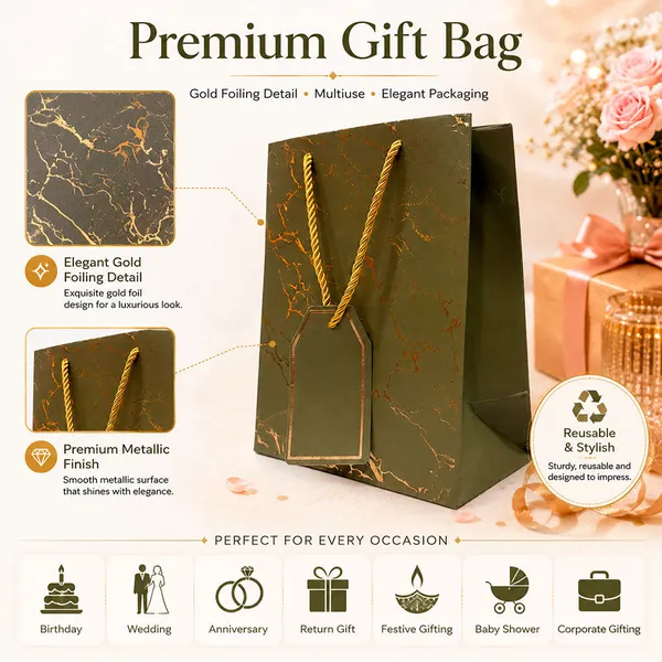 Premium_Green_Metallic_Gift_Bag_23_18_10_Cm_Luxury_Paper_Gift_Bag_With_Gold_Foiling_Marble_Design_Rope_Handle_Gift_Tag_Reusable_Gift_Packaging_For_Birthday_Wedding_Anniversary_Return_Gift_Baby_Shower_Corporate_Festive_Gifting_Pack_Of_5