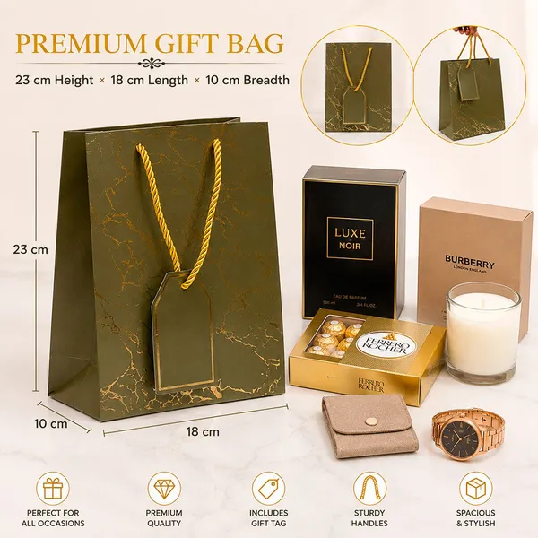 Premium_Green_Metallic_Gift_Bag_23_18_10_Cm_Luxury_Paper_Gift_Bag_With_Gold_Foiling_Marble_Design_Rope_Handle_Gift_Tag_Reusable_Gift_Packaging_For_Birthday_Wedding_Anniversary_Return_Gift_Baby_Shower_Corporate_Festive_Gifting_Pack_Of_10