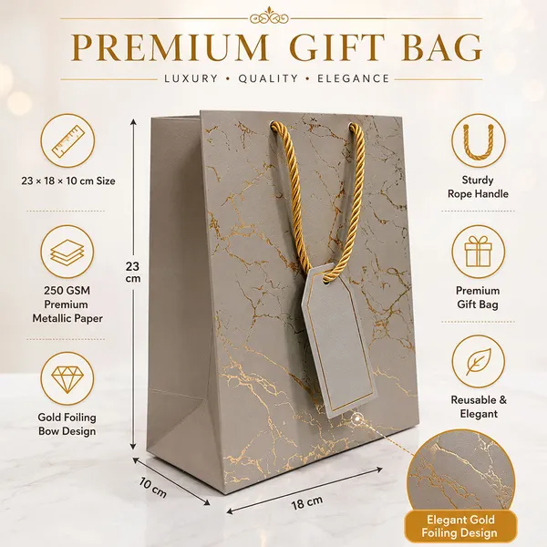 Premium_Silver_Metallic_Gift_Bag_23_18_10_Cm_Luxury_Paper_Gift_Bag_With_Gold_Foiling_Marble_Design_Rope_Handle_Gift_Tag_Reusable_Gift_Packaging_For_Birthday_Wedding_Anniversary_Return_Gift_Baby_Shower_Corporate_Festive_Gifting_Pack_Of_5