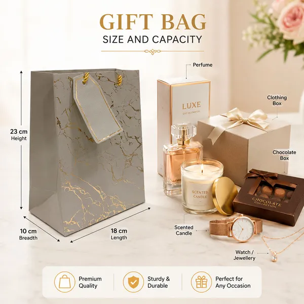 Premium_Silver_Metallic_Gift_Bag_23_18_10_Cm_Luxury_Paper_Gift_Bag_With_Gold_Foiling_Marble_Design_Rope_Handle_Gift_Tag_Reusable_Gift_Packaging_For_Birthday_Wedding_Anniversary_Return_Gift_Baby_Shower_Corporate_Festive_Gifting_Pack_Of_10