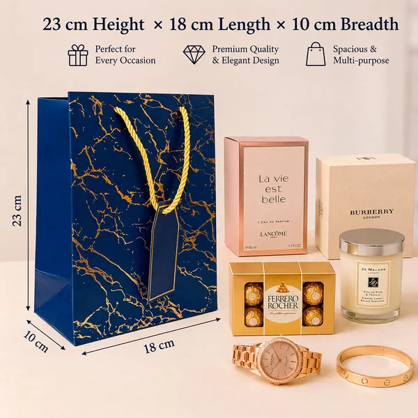 Premium_Blue_Metallic_Gift_Bag_23_18_10_Cm_Luxury_Paper_Gift_Bag_With_Gold_Foiling_Marble_Design_Rope_Handle_Gift_Tag_Reusable_Gift_Packaging_For_Birthday_Wedding_Anniversary_Return_Gift_Baby_Shower_Corporate_Festive_Gifting_Pack_Of_10